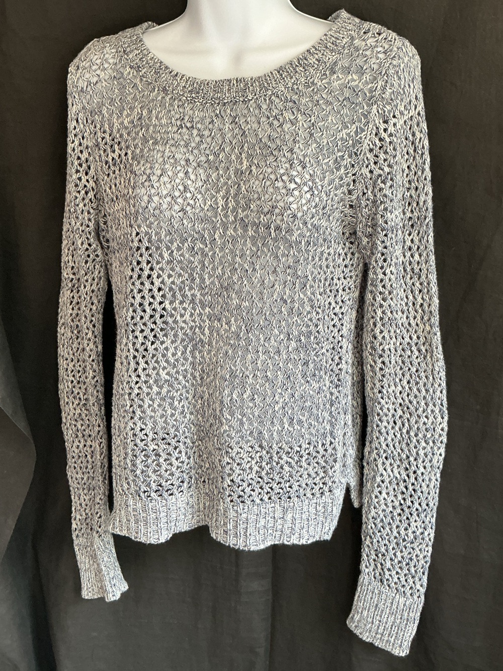 Old Navy Navy Open-Knit Crewneck Sweater